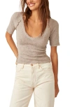 Free People Francis Textured T-shirt In Jack Rabbit