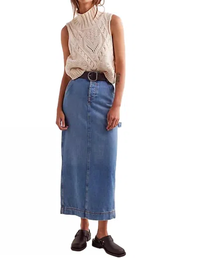 Free People Francisco Denim Maxi Skirt In Head Over Heels In Blue