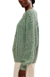 Free People Frankie Cable Cotton Sweater In Sea Spray