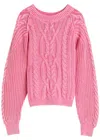 Free People Frankie Cable Cotton Sweater In Pink