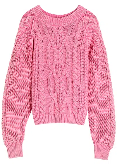 Free People Frankie Cable-knit Jumper In Pink