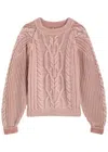 Free People Frankie Cable Cotton Sweater In Rose