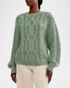 FREE PEOPLE FRANKIE CABLE-KNIT SWEATER