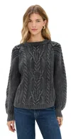 Free People Frankie Cable Pullover Onyx In Black