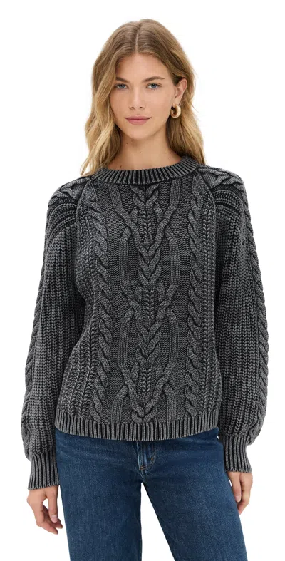Free People Frankie Cable Pullover Onyx In Black