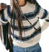 Free People Frankie Cable Striped Pullover Sweater In Ivory Combo In Multi