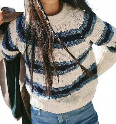 FREE PEOPLE FRANKIE CABLE STRIPE SWEATER IN IVORY COMBO