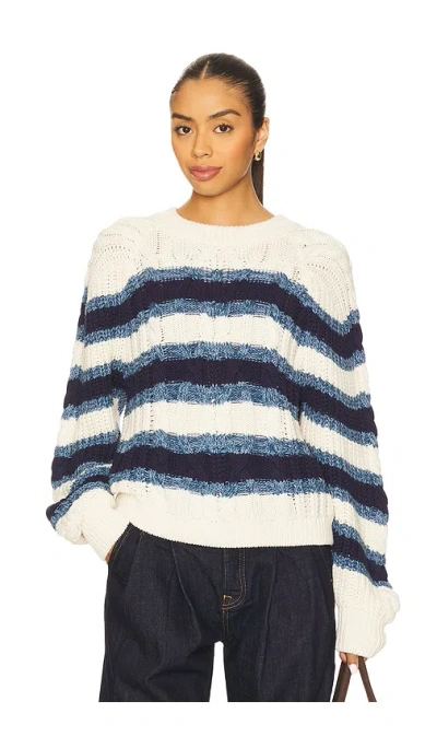 Free People Frankie Cable Striped Pullover In Brown