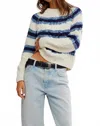 Free People Frankie Cable Striped Pullover Sweater In Ivory Combo In White