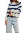 Free People Frankie Cable Striped Pullover Sweater In Ivory Combo In Multi
