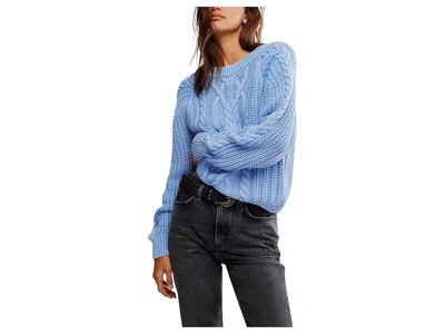Free People Frankie Cable Knit Sweater In Della Robbia Blue