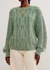 Free People Frankie Cable Sweater Frankie Cable Sweater In Sea Spray In Multi