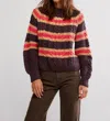 Free People Frankie Cable Striped Pullover In Chocolate Combo In Multi
