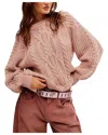 Free People Frankie Cable Cotton Sweater In Pink