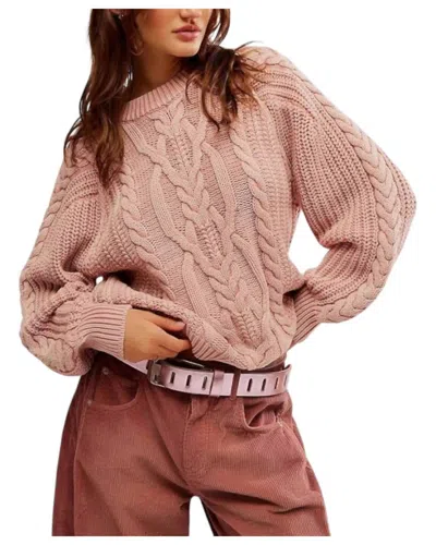 Free People Frankie Cable Sweater In Misty Rose In Pink
