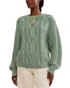 Free People Frankie Cable Sweater In Sea Spray