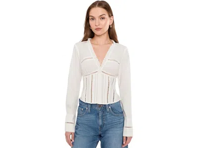 Free People Frankie Long Sleeve Ladder Stitch Corset Top In White