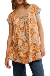 Free People Frankie Floral Tunic In Honey Ginger Combo