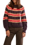 Free People Frankie Cable Striped Pullover Chocolate Combo In Brown
