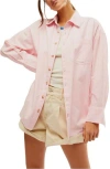 Free People Freddie Oversize Cotton Button-up Shirt In Pink
