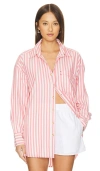 Free People Freddie Stripe Oversize Button-up Shirt In 珊瑚色