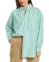 Free People Freddie Stripe Oversize Button-up Shirt In Green