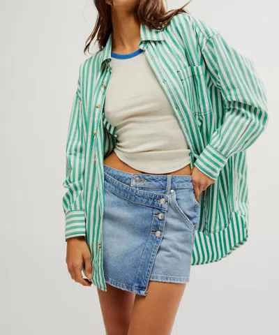 Free People Freddie Shirt In French Green Combo