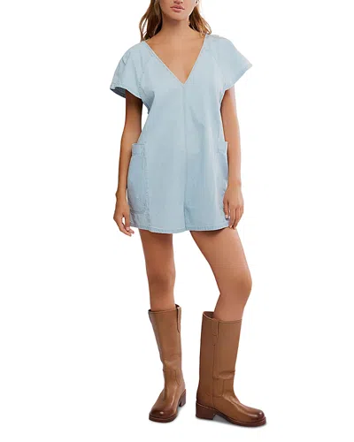 Free People Free Fall Denim Romper In Blue