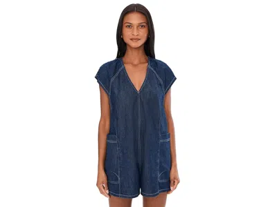 Free People Free Fall Denim Rompers In Blue