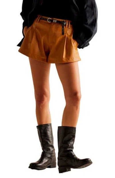 Free People Free Reign Faux Leather Shorts In Brown