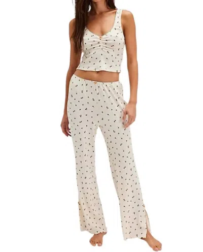 Free People Fresh In Love Lounge Set In White & Black In Neutral