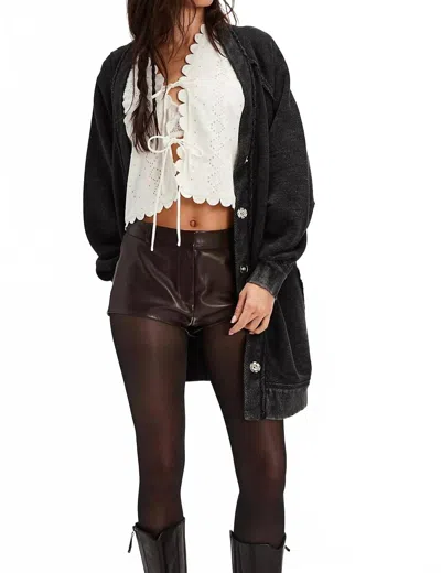Free People Fresh Start Long Sleeve Cardigan In Black
