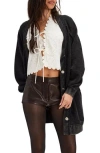 Free People Fresh Start Oversize Cardigan In Black