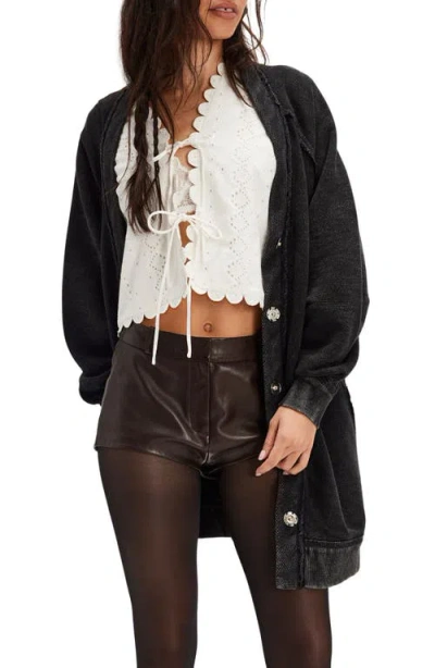 Free People Fresh Start Oversize Cardigan In Black