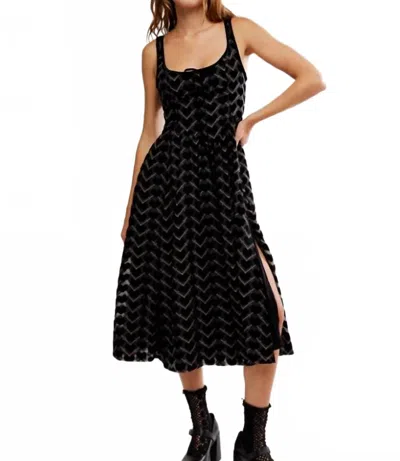 Free People Freya Heart Midi Dress In Charcoal Combo In Multi