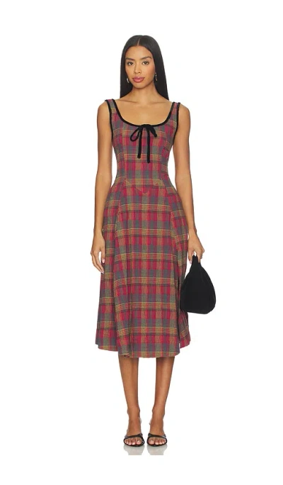 FREE PEOPLE FREYA PLAID MIDI DRESS