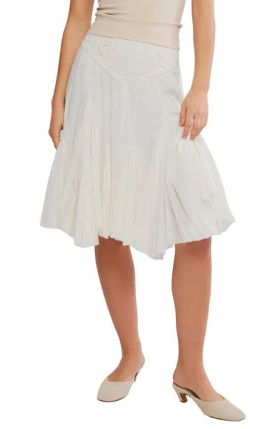 Free People Frida Embroidered Godet Midi Skirt In White