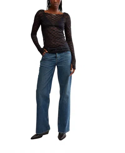 Free People From Me To You Bow Pattern Lace Top In Black