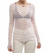 Free People From Me To You Long Sleeve Sheer Lace T-shirt In White
