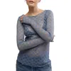 Free People From Me To You Long Sleeve Sheer Lace T-shirt In Husky
