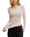 Free People From Me To You Long Sleeve Sheer Lace T-shirt In Blossom