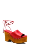 Free People Front Row Ankle Wrap Platform Sandal In Salsa Leather