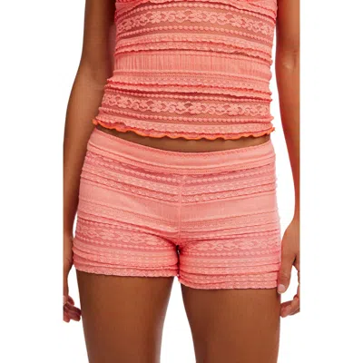 Free People Front Row Lace Mini Shorts In Pink