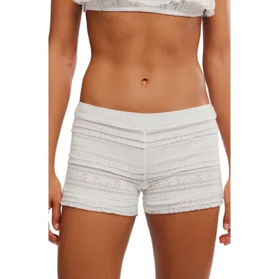 Free People Front Row Lace Mini Shorts In White