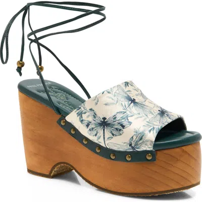 Free People Front Row Wraparound Ankle Strap Platform Sandal In Green