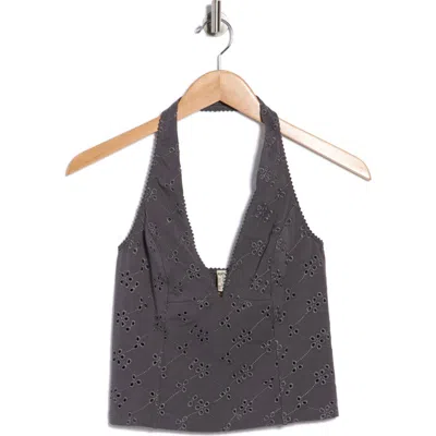 Free People Full Bloom Crop Halter Top In Gray
