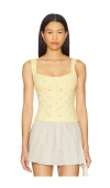 Free People Full Bloom Eyelet Knit Camisole In Lemon