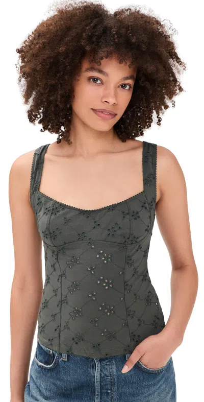 Free People Full Bloom Eyelet Camisole Hunter In Green