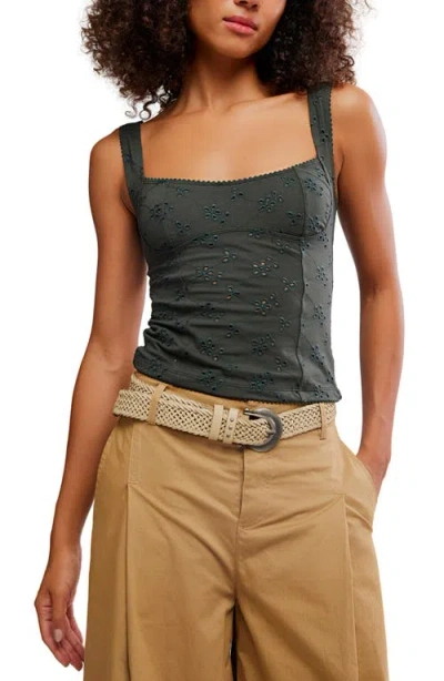 Free People Full Bloom Eyelet Knit Camisole In Multi