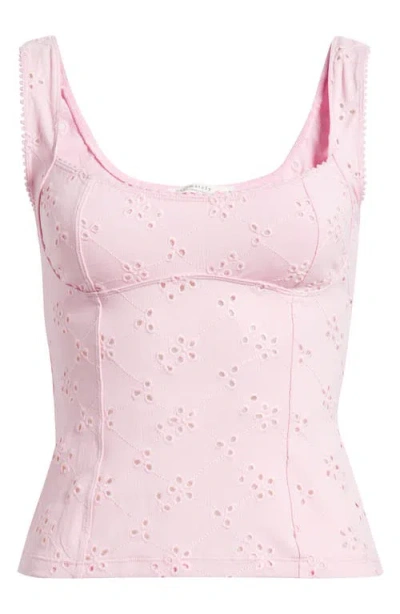 Free People Full Bloom Eyelet Knit Camisole In Pink